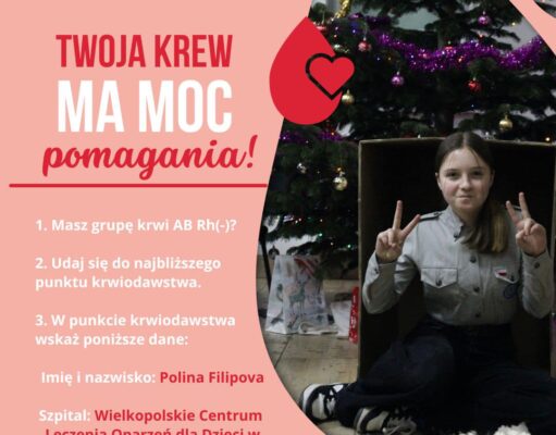 Pomóżmy Poli! Harcerka z Łeby potrzebuje rzadkiej krwi AB Rh(-)