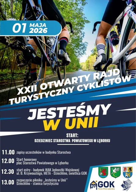 Lębork rusza w trasę – 1 maja rajd rowerowy i piknik „Jesteśmy w Unii”