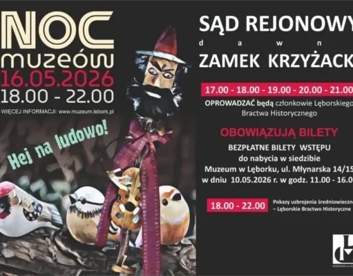 Noc Muzeów w Lęborku: Bezpłatne bilety na zwiedzanie zamku Noc Muzeów w Lęborku – bilety na zwiedzanie zamku