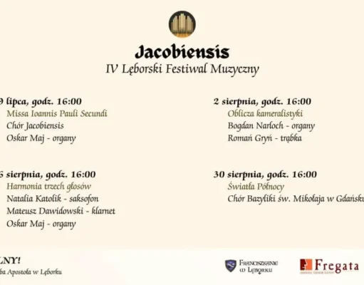 Lęborski Festiwal Muzyczny „Jacobiensis” wkracza w IV edycję Lęborski Festiwal Muzyczny „Jacobiensis” – w niedzielę inauguracja IV edycji