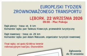 Europejski Tydzień Zrównoważonego Transportu w Lęborku: zapraszamy na rajd pieszy i rowerowy Europejski Tydzień Zrównoważonego Transportu - zapraszamy na rajd pieszy i rowerowy