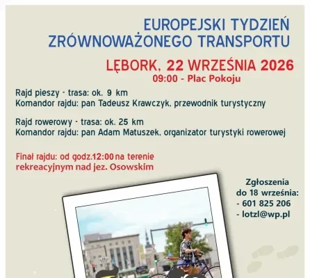 Europejski Tydzień Zrównoważonego Transportu w Lęborku: zapraszamy na rajd pieszy i rowerowy Europejski Tydzień Zrównoważonego Transportu - zapraszamy na rajd pieszy i rowerowy
