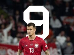 Mateusz Żukowski z Lęborka z numerem dziewięć w reprezentacji Polski