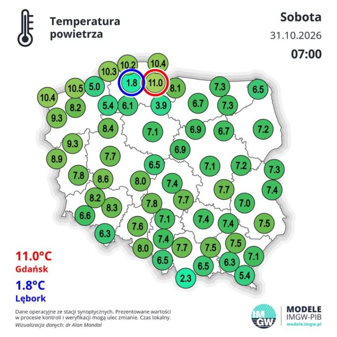 Lębork najzimniejszym miastem w Polsce. Ogromna różnica temperatur względem Gdańska